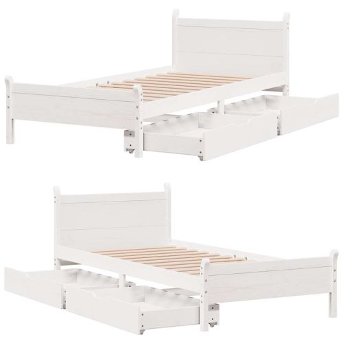 Рамка за легло без матрак, бял, 90x190 см, борово дърво масив