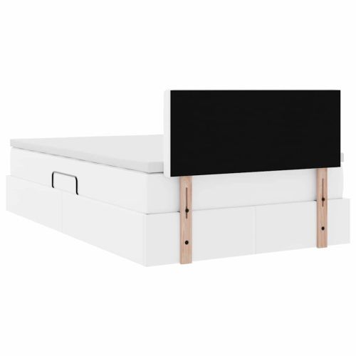 Легло с място за съхранение и LED Чисто бяло 120 x 200 cm