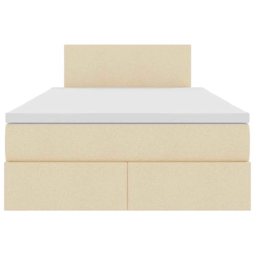 Легло с място за съхранение и LED Кремав 120 x 200 cm Полиестер