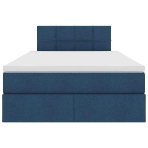 Легло с място за съхранение и LED Синьо 120 x 200 cm Полиестер