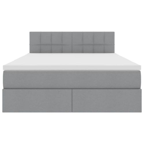 Легло с място за съхранение и LED Светлосиво 140 x 190 cm