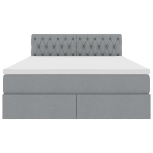 Легло с място за съхранение и LED Светлосиво 140 x 190 cm