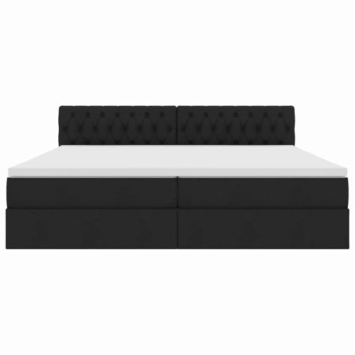 Легло с място за съхранение и LED Черно 200 x 200 cm Полиестер