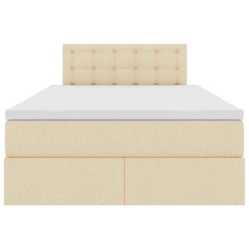 Легло с място за съхранение и LED Кремав 120 x 200 cm Полиестер