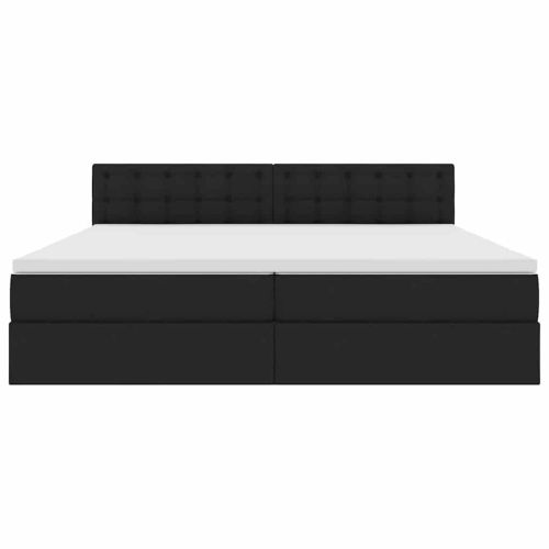 Легло с място за съхранение и LED Черно 200 x 200 cm Полиестер