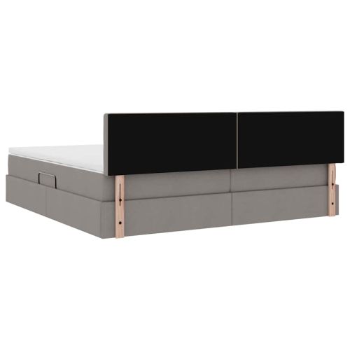 Легло с място за съхранение и LED Таупе 200 x 200 cm Полиестер