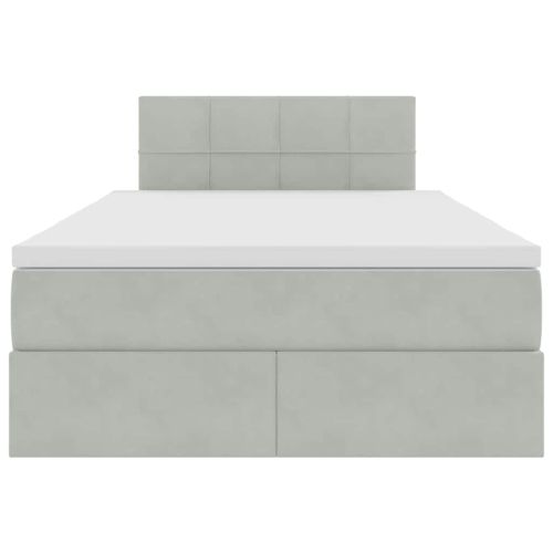 Легло с място за съхранение и LED Светлосиво 120 x 200 cm