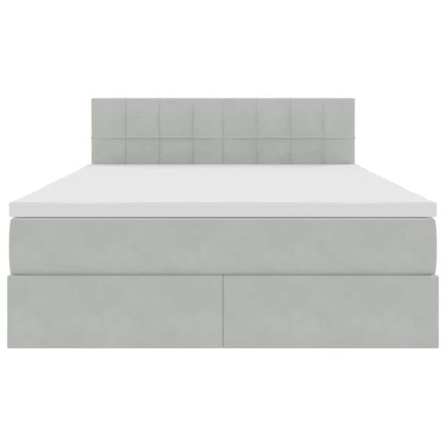 Легло с място за съхранение и LED Светлосиво 140 x 190 cm