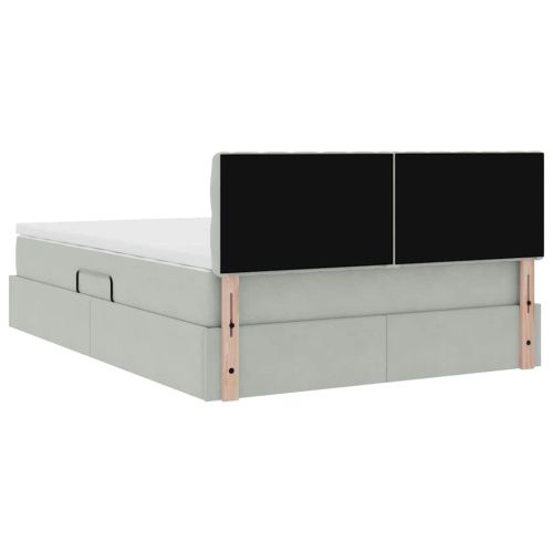 Легло с място за съхранение и LED Светлосиво 140 x 200 cm