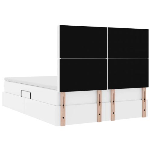 Легло с място за съхранение и LED Чисто бяло 140 x 200 cm