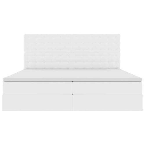 Легло с място за съхранение и LED Чисто бяло 200 x 200 cm