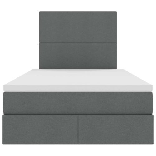 Легло с място за съхранение и LED Тъмен сив 120 x 200 cm