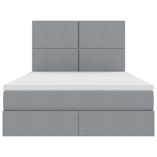 Легло с място за съхранение и LED Светлосиво 140 x 200 cm