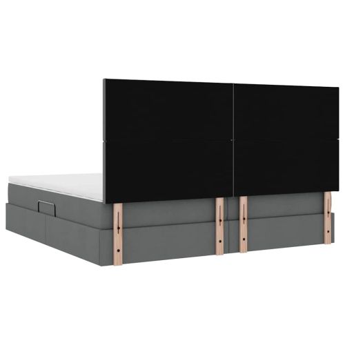 Легло с място за съхранение и LED Тъмен сив 200 x 200 cm