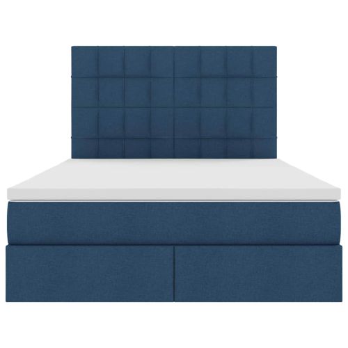 Легло с място за съхранение и LED Синьо 140 x 190 cm Полиестер