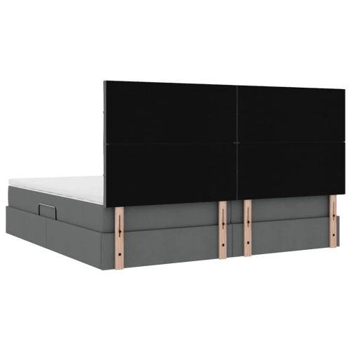 Легло с място за съхранение и LED Тъмен сив 200 x 200 cm