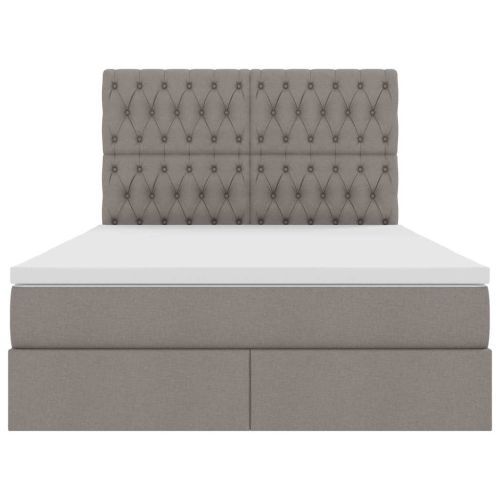 Легло с място за съхранение и LED Таупе 140 x 190 cm Полиестер