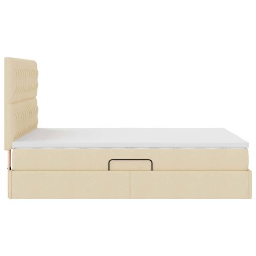 Легло с място за съхранение и LED Кремав 140 x 200 cm Полиестер
