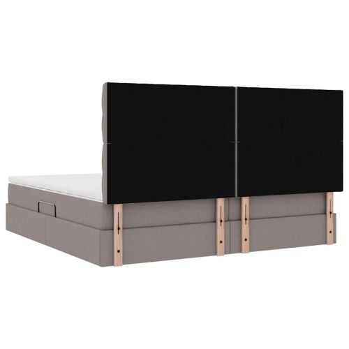 Легло с място за съхранение и LED Таупе 200 x 200 cm Полиестер