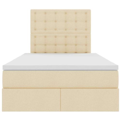 Легло с място за съхранение и LED Кремав 120 x 200 cm Полиестер