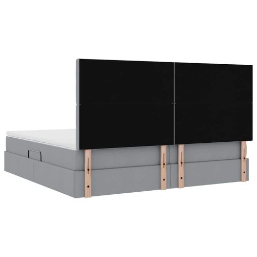 Легло с място за съхранение и LED Светлосиво 200 x 200 cm