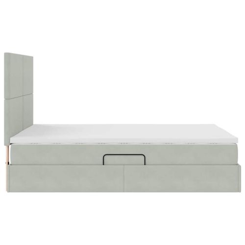 Легло с място за съхранение и LED Светлосиво 140 x 200 cm