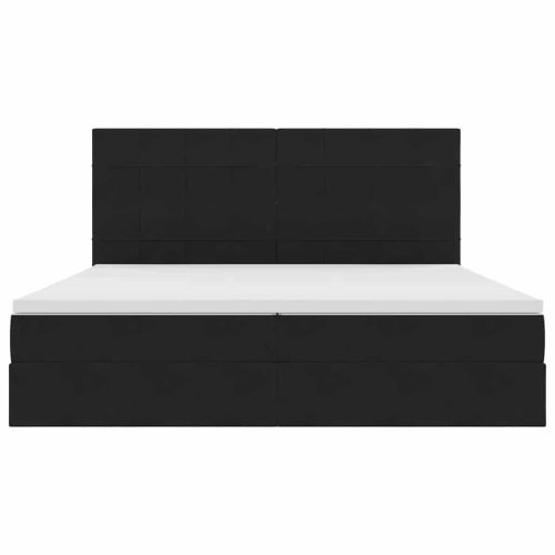 Легло с място за съхранение и LED Черно 200 x 200 cm Кадифе