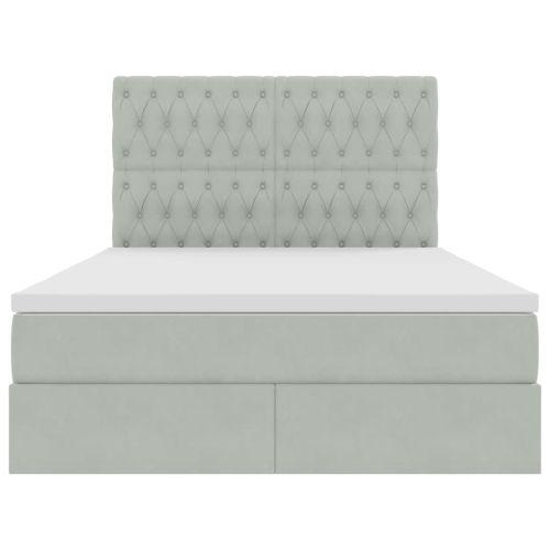 Легло с място за съхранение и LED Светлосиво 140 x 190 cm