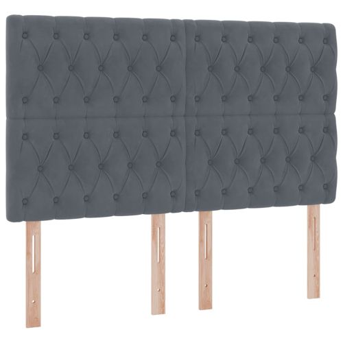 Легло с място за съхранение и LED Тъмен сив 140 x 190 cm Кадифе