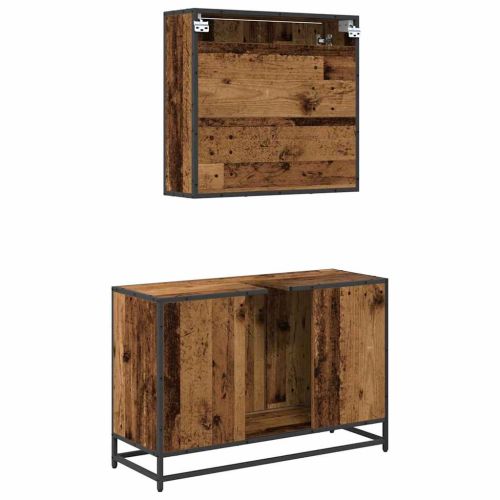 Комплект мебели за баня 2 pcs Старо дърво Инженерно дърво