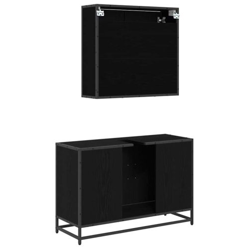 Комплект мебели за баня с рафт 2 pcs Черния дъб Инженерно дърво