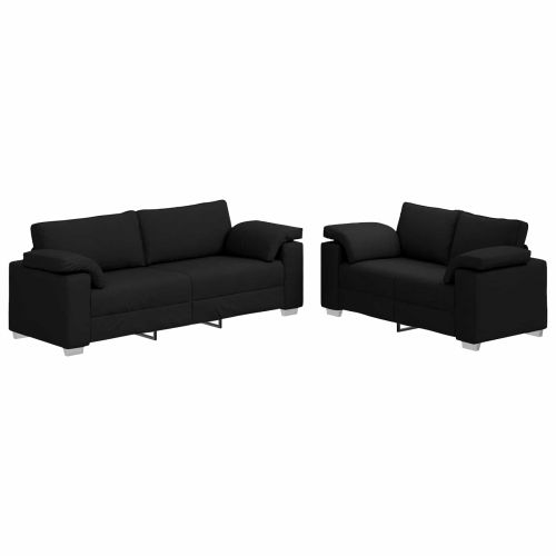 Комплект дивани 2 pcs Черно 219 x 77 x 82 см текстил