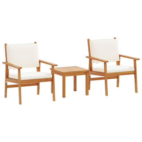 Градински Софа Комплект 3 pcs Кафяво Масивна акациева дървесина