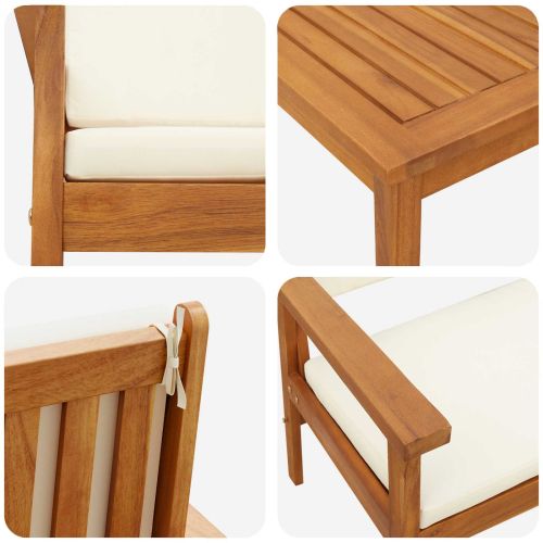 Градински Софа Комплект 3 pcs Кремаво Бяло