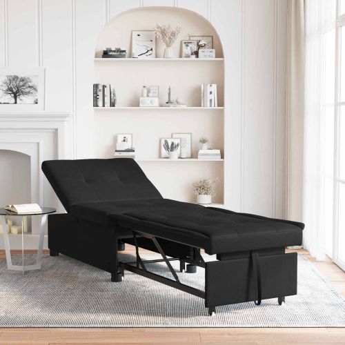 Диван легло с възглавница Черно 67 x 194 x 82 см Шперплат