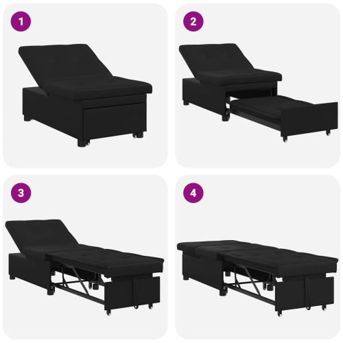 Диван легло с възглавница Черно 67 x 194 x 82 см Шперплат