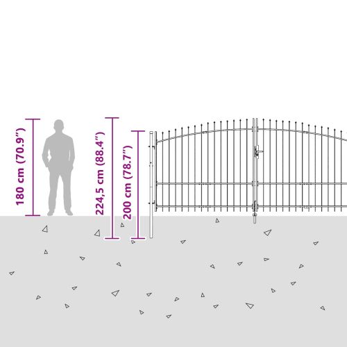 Градинска врата Черно 100 x 400 cm Стомана