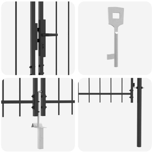 Градинска врата Черно 100 x 500 cm Стомана