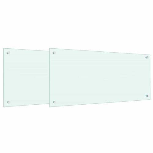 Кухненски заден панел 2 pcs Бяло 90 x 40 cm закалено стъкло