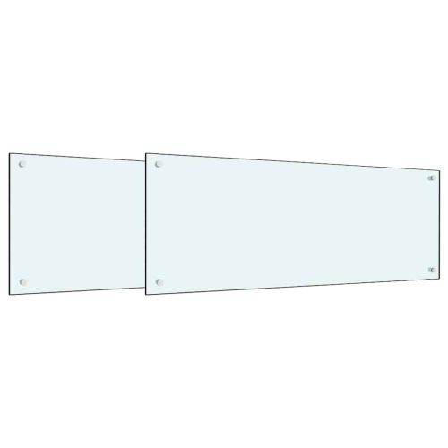 Кухненски заден панел 2 pcs Бяло 100 x 40 cm закалено стъкло