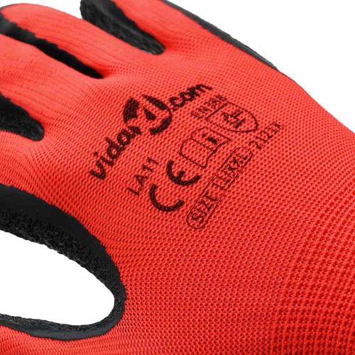 Работни ръкавици 12 pcs Червен и Черен 11 / XXL Латексно покритие