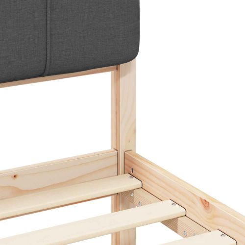 Леглова рамка с тапицирана гръбна част Тъмен сив 150 x 200 cm