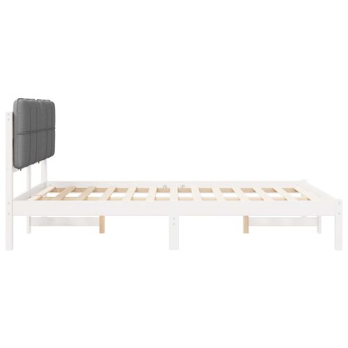 Леглова рамка с тапицирана гръбна част Светлосиво 140 x 200 cm