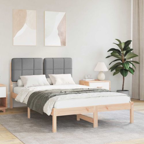 Леглова рамка с тапицирана гръбна част Светлосиво 120 x 190 cm