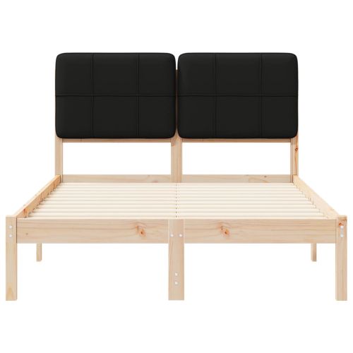 Леглова рамка с тапицирана гръбна част Черно 120 x 190 cm