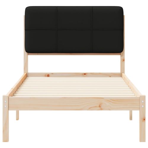 Леглова рамка с тапицирана гръбна част Черно 90 x 200 cm