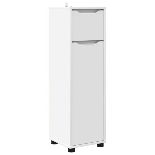 Шкаф за баня с чекмедже Бяло 30,5 x 30 x 101 см Инженерно дърво