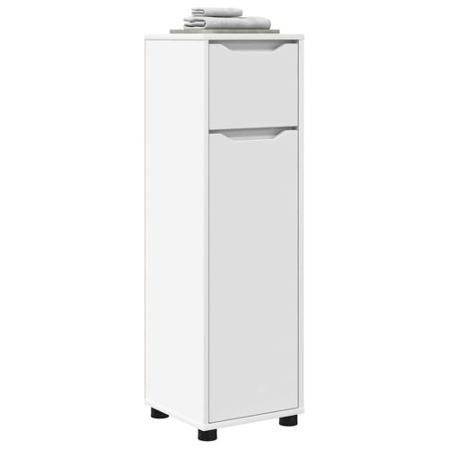 Шкаф за баня с чекмедже Бяло 30,5 x 30 x 101 см Инженерно дърво
