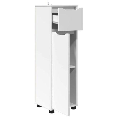 Шкаф за баня с чекмедже Бяло 30,5 x 30 x 101 см Инженерно дърво