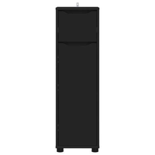 Шкаф за баня с рафт Черно 30,5 x 30 x 101 см Инженерно дърво